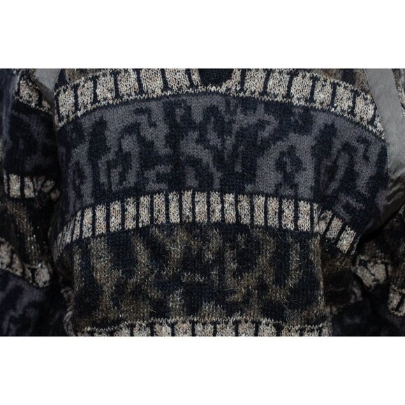 Vtg Escada Mohair Wool Pullover Sweater Black Gray Beige Dolman Sleeve W. German - Picture 4 of 8